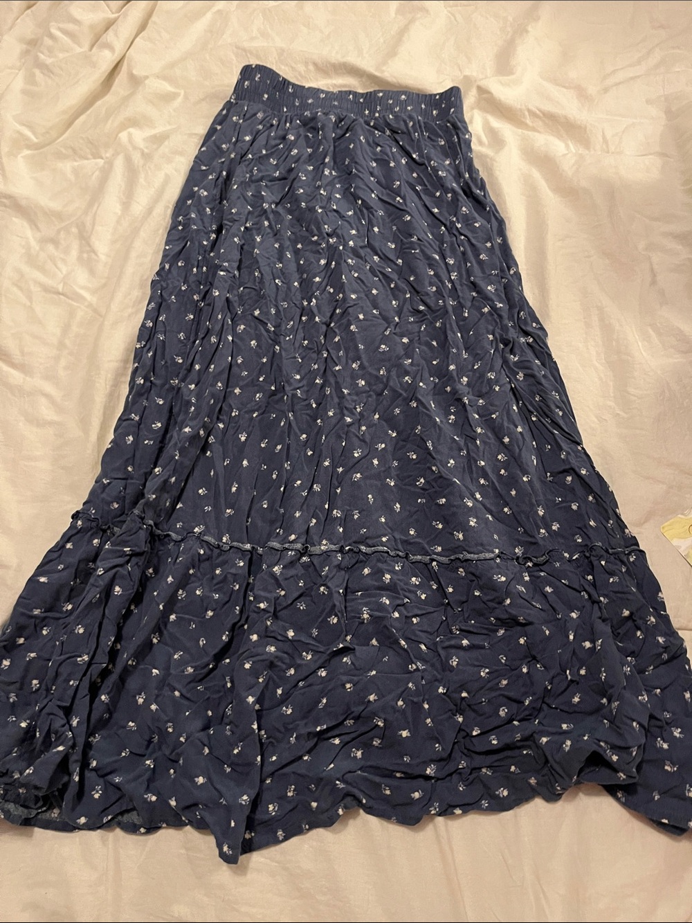 SO Navy Maxi Skirt with Small White Floral Print